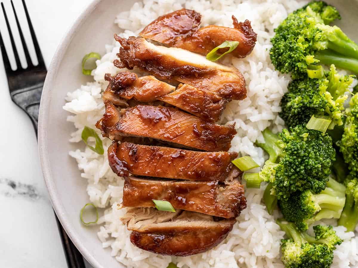 Plate of Teriyaki Chicken with sides