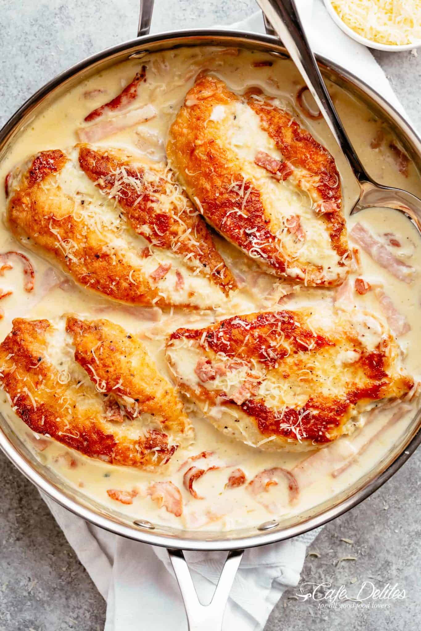 Creamy Parmesan Carbonara Chicken (No Egg)