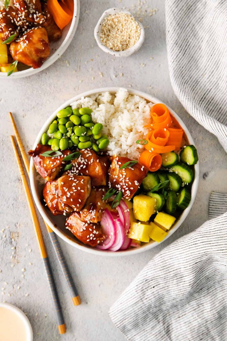 Easy Teriyaki Chicken Poke Bowls