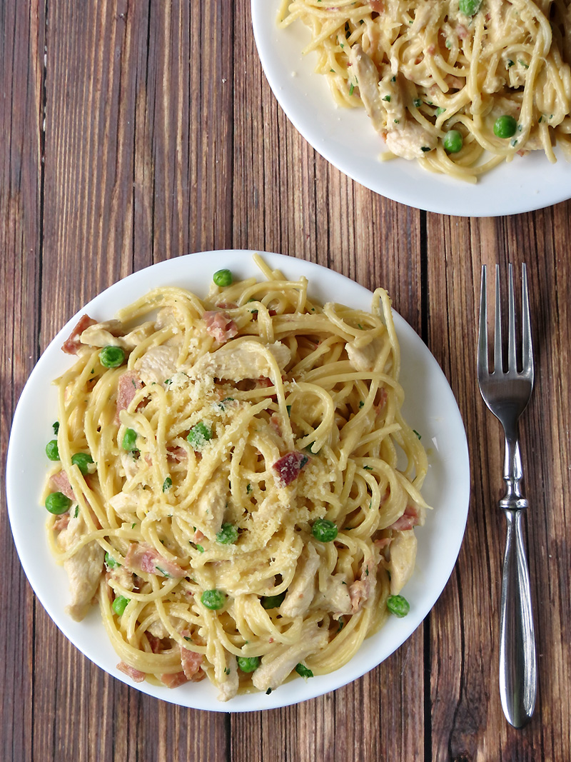 Chicken Bacon Carbonara Pasta - Tabitomo